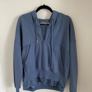 STELLA MACCARTNEY ADIDAS HIGH LOW HOODIE OVERSIZED BLUE QUARTER ZIP SIZE M